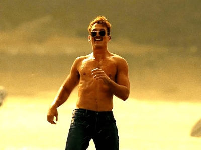 Miles Teller playing volleyball